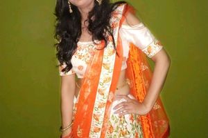 Creamy Orange embroidered Lehenga