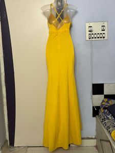 Pintrest Padded Yellow Tail Gown For Wedding Shoot