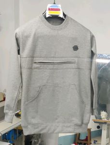 Big Pocket Grey Color Fleece Sweatshirt