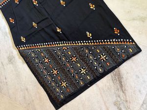 Black Kantha Stich Kurta