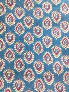 Blue Printed Cotton Fabric 1.90 Mtr