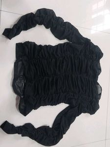 Black Mesh Long Sleeve Top