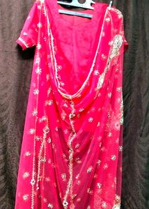 Red bridal Lancha net 3 pieces Koti,Lehenga,Dupatt