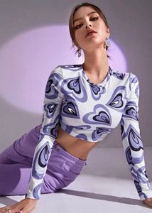 Heart Print Crop Top