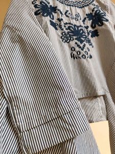 Striped Embroidered Blouse