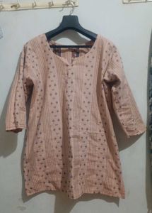 Peach Printed Kurta For Women
