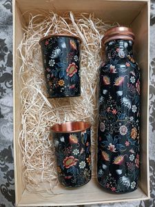 3 in 1 Printed Copper Bottle With Tumbler