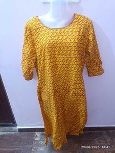 3xl Branded Yellow Printed Kurta