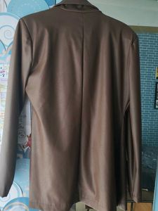 Brown Faux Leather Blazer