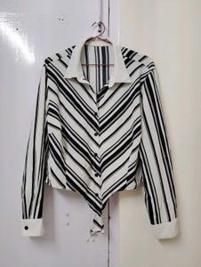 Striped Tie-Front Shirt