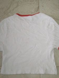 Crop Top White And Red.
