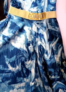 Blue Tie-Dye Long Gown For Women