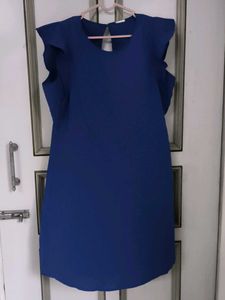 Blue Ruffle Sleeve Dress