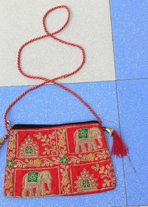 Embroidered Elephant Pouch