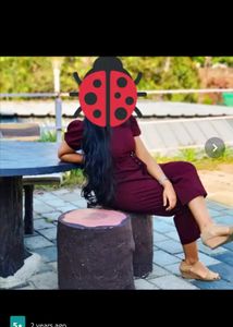 DressBerry Brand Burgundy Solid Basic Jumpsuit with Belt