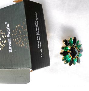 Zaveri Pearls Black -Green ring