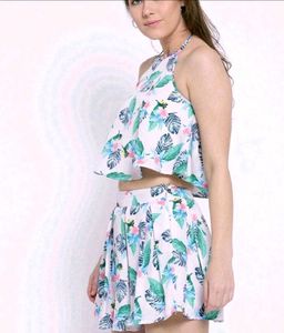 Tropical Print Two-Piece Set