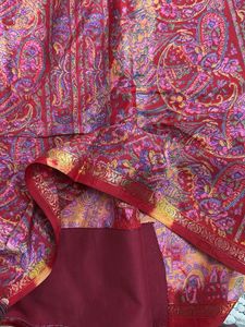 Red Paisley Print Saree