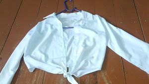 White Tie-Front Top