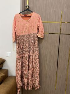 Peach Printed Kurta