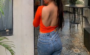 Orange Long Sleeve Crop Top