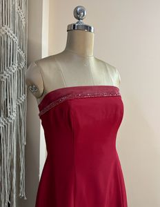Maroon Tube Trail Gown