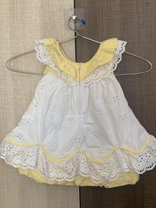 Cute White-yellow Frock With Pace Detailing