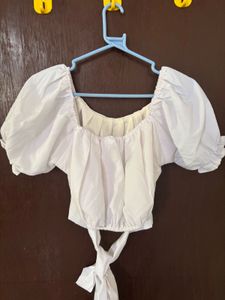 White Tie-Back Crop Top