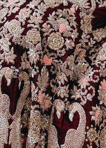 Heavy Dapka Hand Work Maroon Velve Bridal Lehnga