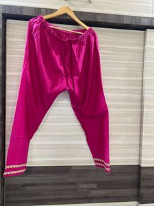 Pink Embroidered Kurta pant with tissue duptta