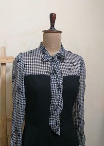 Korean Black Dress With Bow Neck