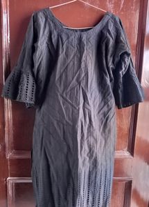chikankari black kurta