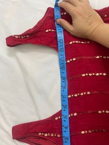 Red Embellished Kurta