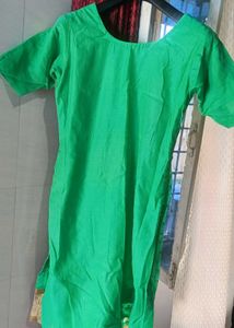 Green &amp; Gold Embroidered Kurti