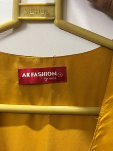 Mustard Midi A-line Solid Dress