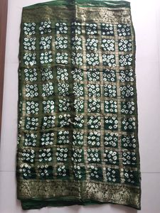 Full Ready Green Bandhani With Stitching Blouse