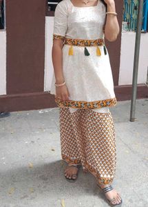 Elegant Printed Anarkali Kurti with Sharara Pants
