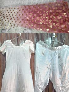 Satin Kurta Set With Dupatta