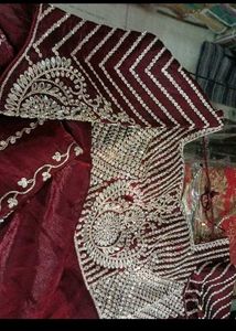 Maroon Embellished Wedding Gown