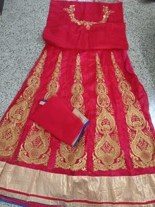 Red & Gold Embroidered Lehenga Choli