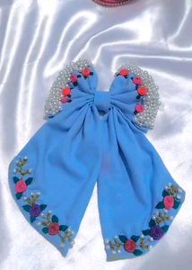 Fully Loaded embiroided Pearly Hair Bow😻