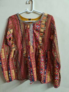 Multi Color Printed Raha Short Kurti