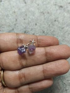 925 silver raw Amethyst Stud Earrings