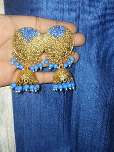 Gold &amp; Blue Indian Jewelry Set