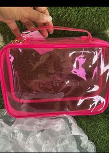 HUDA Beauty Pink Clear Travel Case