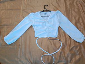 White Long Sleeve Crop Top