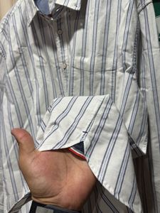 Marks &amp; Spencer White Striped Formal Shirt