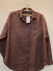 Max New Brown Seersucker Shirt For Ladies