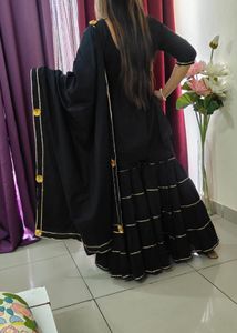 Black &amp; Gold Accent Sharara Suit