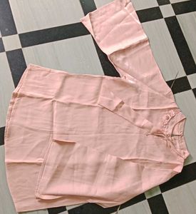 Blush Pink Tie-Neck Blouse